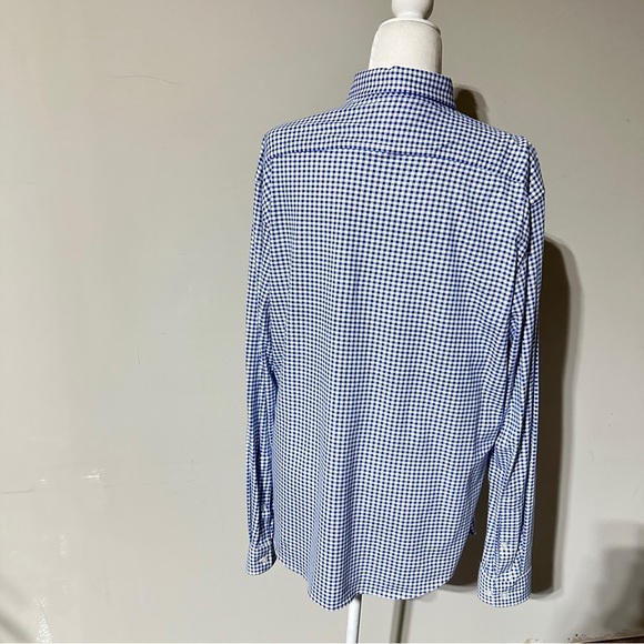 Michael Kors Slim Fit Blue & White Gingham Button-Down Shirt – Size L - Picture 2 of 4